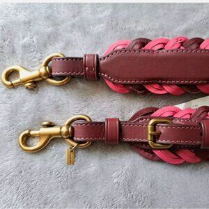 COACH Interchangeable Strap Weaving 624 Confetti Pink Burgundy Brass Leather